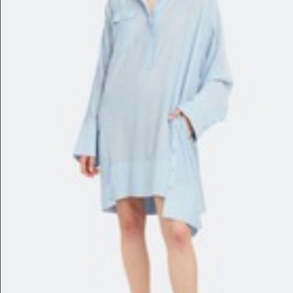 Button Down Dress Blue Size 4 - Picture 2 of 11